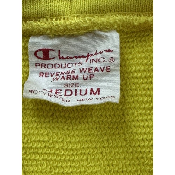Vintage 70s Champion Hoodie Red Label Reverse Weave Warm Up Medium **Stain** - Picture 14 of 16
